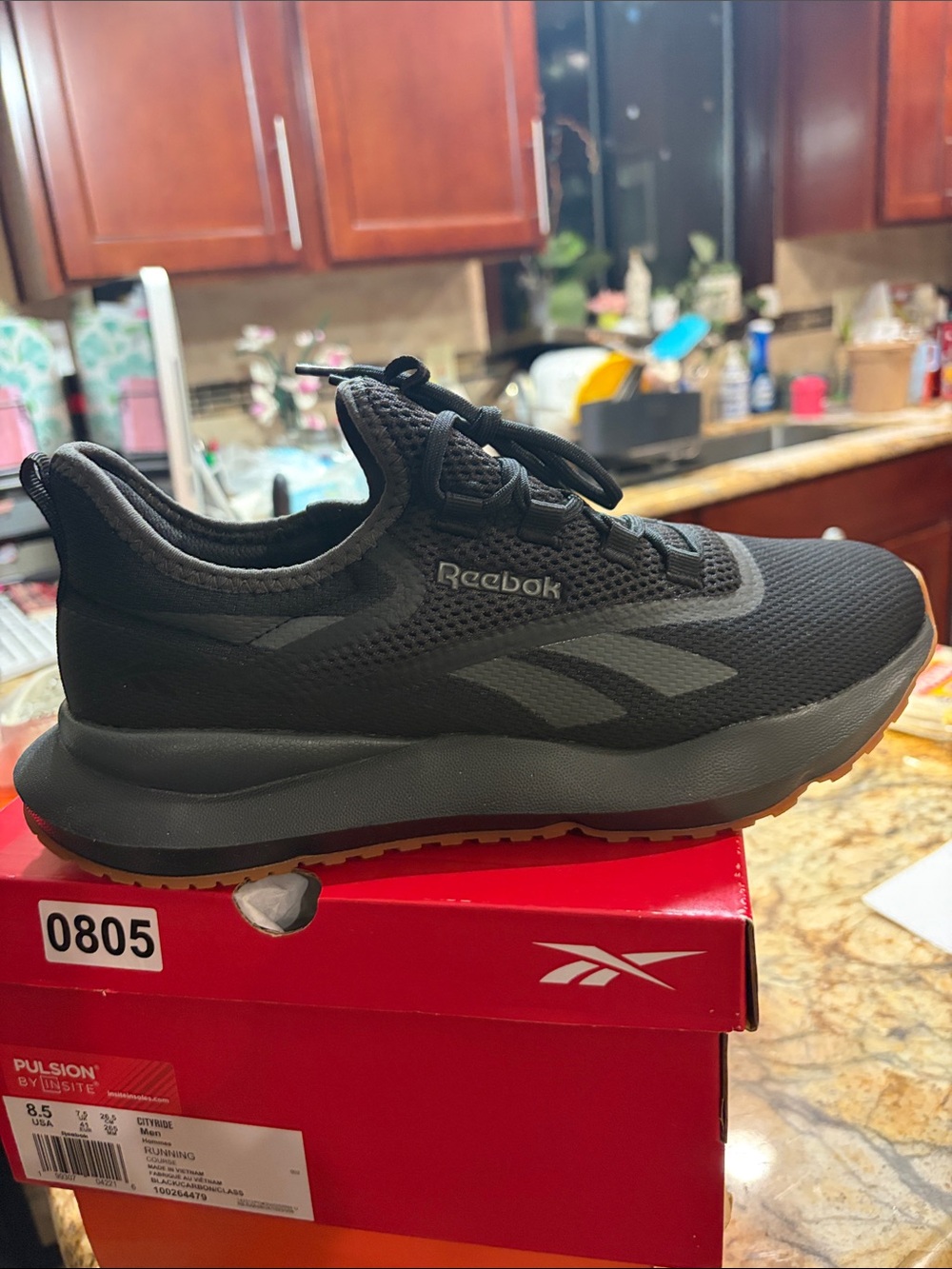 Reebok Men's Black and Dark Gray Athletic Sneakers